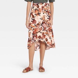 Knox rose Midi wrap skirt ivory floral